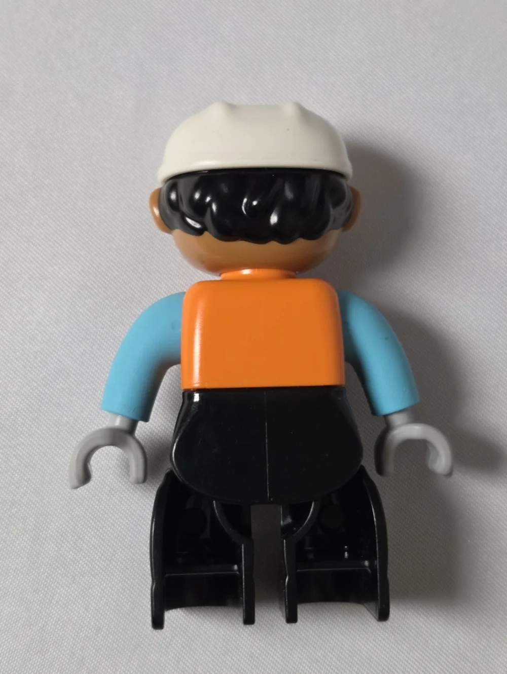 Lego Duplo Construction Worker Minifigure - Orange Vest, Blue Arms, White Helmet